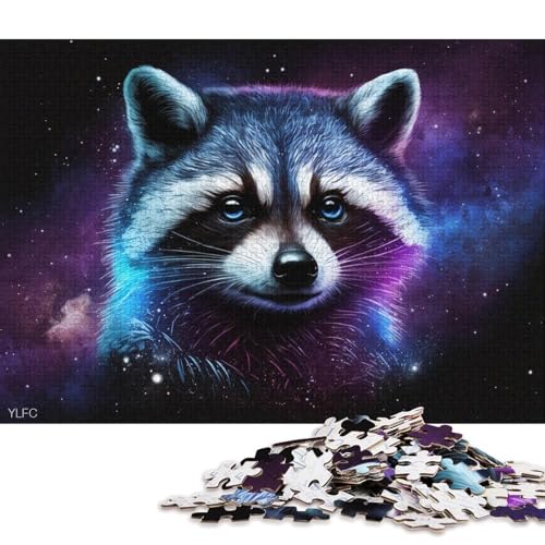 Puzzle 1000 Teile, kosmische Galaxie, Waschbär, Feuer, Wasser, Puzzle für Erwachsene, Holzpuzzle, anspruchsvolles Spiel (Größe 75 * 50 cm) von LiJianXXL