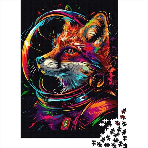 Puzzle 1000 Teile Neon-Astronautenfuchs, quadratisches Kinderpuzzle für Erwachsene und Kinder, Holzpuzzle, Familienpuzzlespiel, Größe: 75 x 50 cm von LiJianXXL