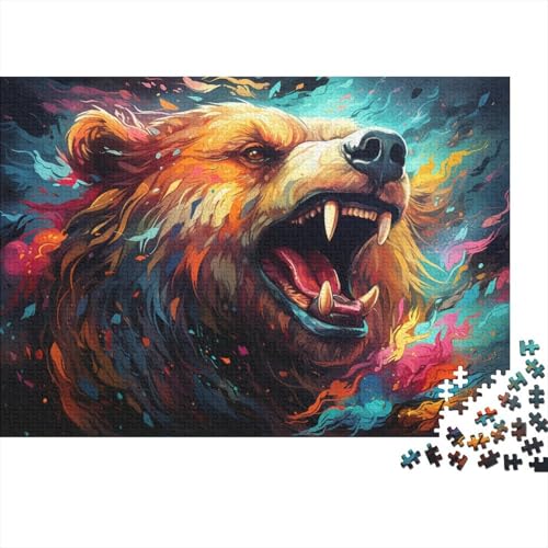 Puzzle 1000 Teile Puzzle für Erwachsene und Kinder, Geheimnisvoller bunter Bär, Puzzle für Erwachsene, Holzpuzzle, Lernspiel für Erwachsene und Kinder, 50 x 75 cm von LiJianXXL