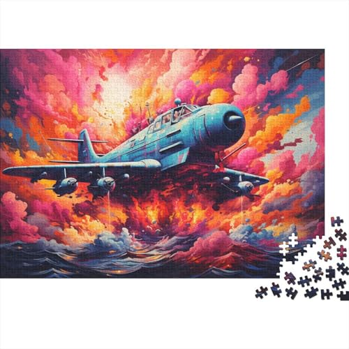 Puzzle 1000 Teile Puzzle für Erwachsene und Kinder, farbenfrohes psychedelisches Flugzeug-Puzzle für Erwachsene, Holzpuzzle, Lernspiel für Erwachsene und Kinder, 50 x 75 cm von LiJianXXL