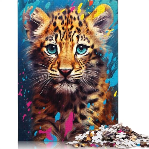 Puzzle 1000 Teile für Erwachsene, Baby-Leopard, Puzzle für Erwachsene, Holzpuzzle, Spielzeug, Denkspiel, 75 x 50 cm von LiJianXXL