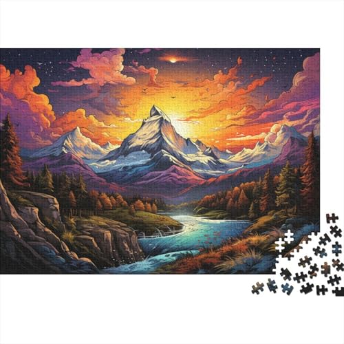 Puzzle 1000 Teile für Erwachsene, Bunte Alpen, Puzzle für Erwachsene, Holzpuzzle, Lernspiel für Erwachsene und Kinder, 50 x 75 cm von LiJianXXL