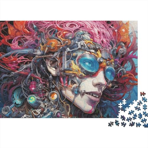 Puzzle 1000 Teile für Erwachsene, Bunte Psychedelie mechanischer Skelette, Puzzle für Erwachsene, Holzpuzzle, Lernspiel für Erwachsene und Kinder, 50 x 75 cm von LiJianXXL