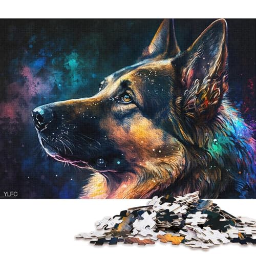 Puzzle 1000 Teile für Erwachsene, Buntes Deutsches Schäferhund-Puzzle für Erwachsene, Papppuzzle, Lernspiele, Heimdekorationspuzzle (Größe 38 * 26 cm) von LiJianXXL