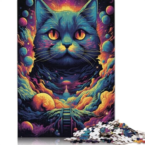 Puzzle 1000 Teile für Erwachsene, Cosmic Art Cat, Puzzles für Erwachsene, Kartonpuzzle, Spielzeug, Denkspiel, 38 x 26 cm von LiJianXXL