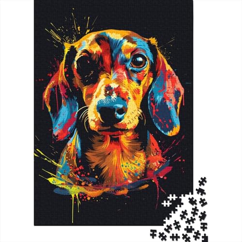 Puzzle 1000 Teile für Erwachsene, Dackel-Hundekunst, Puzzle für Erwachsene und Kinder, Holzpuzzle, tolles Geschenk für Freunde und Familie, Größe: 75 x 50 cm von LiJianXXL