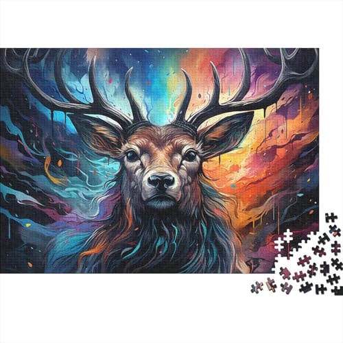 Puzzle 1000 Teile für Erwachsene, Farbiges Sikahirsch-Puzzle für Erwachsene, Holzpuzzle, Puzzle für Erwachsene, Geschenke für Erwachsene, 50 x 75 cm von LiJianXXL