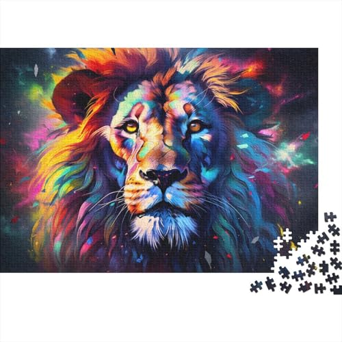 Puzzle 1000 Teile für Erwachsene, Gemälde eines bunten Löwen, Puzzle für Erwachsene, Holzpuzzle, Puzzle für Erwachsene, Geschenke für Erwachsene, 50 x 75 cm von LiJianXXL