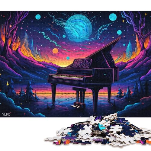 Puzzle 1000 Teile für Erwachsene, Klavier im Weltraum, Puzzle für Erwachsene, Holzpuzzle, Puzzle für Erwachsene, Geschenke 75x50cm/1000 Teile von LiJianXXL