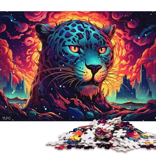 Puzzle 1000 Teile für Erwachsene, Leopard im Weltraum, Puzzle für Erwachsene und Kinder, Holzpuzzle, tolles Geschenk für Erwachsene 75x50cm/1000 Teile von LiJianXXL