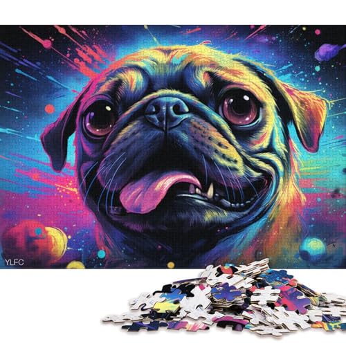 Puzzle 1000 Teile für Erwachsene, Möpse, Tierpuzzle für Erwachsene und Kinder, Kartonpuzzle, tolles Geschenk für Erwachsene 38x26cm/1000 Teile von LiJianXXL