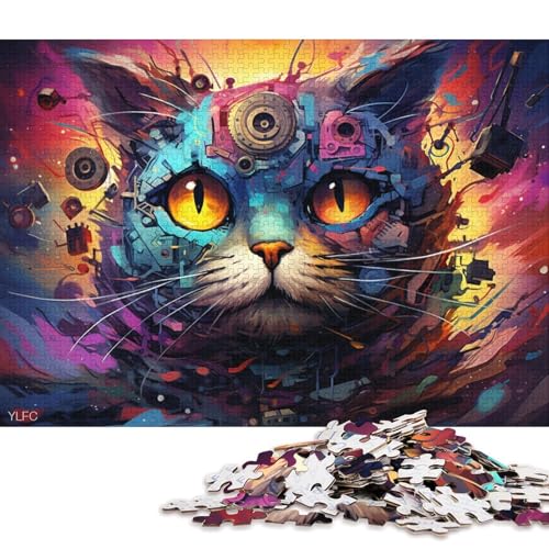 Puzzle 1000 Teile für Erwachsene, Tier-, Katzen-, Roboter-Puzzle für Erwachsene, Holzpuzzle, lustiges Geschenk 75x50cm/1000 Teile von LiJianXXL