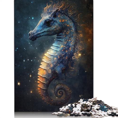 Puzzle 1000 Teile für Erwachsene, Tiere, Galaxie, Seepferdchen, Puzzle für Erwachsene, Kartonpuzzle, Lernspiele, Heimdekorationspuzzle (Größe 38 * 26 cm) von LiJianXXL