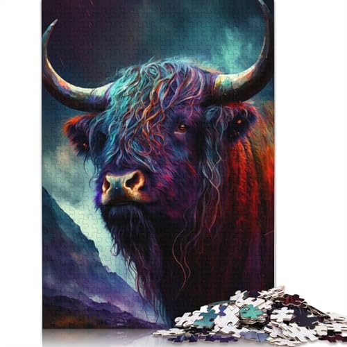 Puzzle 1000 Teile für Erwachsene, Yak-Tier-Graffiti, Puzzles für Erwachsene, Holzpuzzle, Spielzeug, Denkspiel, 75 x 50 cm von LiJianXXL