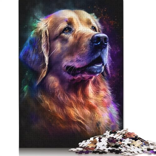 Puzzle 1000 Teile für Erwachsene, buntes Graffiti-Golden Retriever-Puzzle, Puzzle für Erwachsene, Kartonpuzzle, Spielzeug, Denkspiel, 38 x 26 cm von LiJianXXL