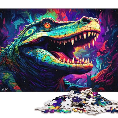 Puzzle 1000 Teile für Erwachsene, buntes Krokodil-Puzzle, Kartonpuzzle, Heimdekorations-Puzzle 38x26cm/1000 Stück von LiJianXXL