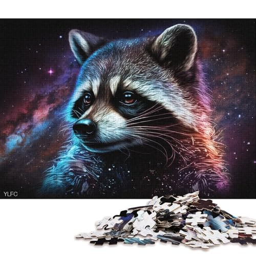 Puzzle 1000 Teile für Erwachsene, kosmisches Galaxie-Waschbär-Puzzle für Erwachsene, Kartonpuzzle, Lernspiele, Heimdekorationspuzzle (Größe 38 * 26 cm) von LiJianXXL