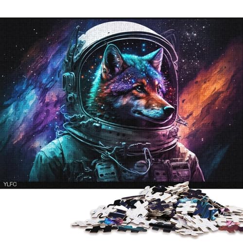 Puzzle 1000 Teile für Erwachsene und Kinder, Galaxie-Astronauten-Wolf-Puzzle für Erwachsene, Holzpuzzle, Lernspiel, Herausforderungsspielzeug (Größe 75 * 50 cm) von LiJianXXL