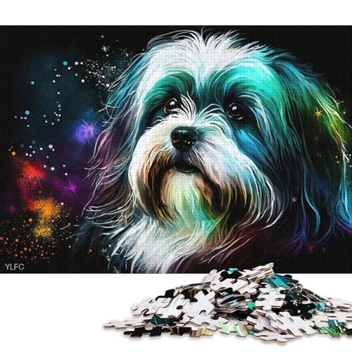 Puzzle 1000 Teile für Erwachsene und Kinder, Havaneser-Hund, Puzzle für Erwachsene, Holzpuzzle, Lernspiel, Herausforderungsspielzeug (Größe 75 * 50 cm) von LiJianXXL