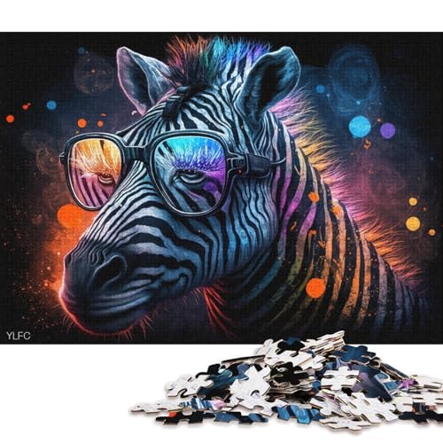 Puzzle 1000 Teile für Erwachsene und Kinder, Zebra mit Brille, Puzzle für Erwachsene, Holzpuzzle, Lernspiel, Herausforderungsspielzeug (Größe 75 * 50 cm) von LiJianXXL