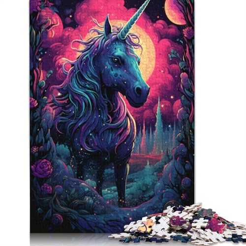 Puzzle 1000 Teile für Erwachsene und Kinder, buntes Einhorn-Puzzle für Erwachsene, Kartonpuzzle, interessantes Puzzle zur Stressreduzierung, 38 x 26 cm von LiJianXXL