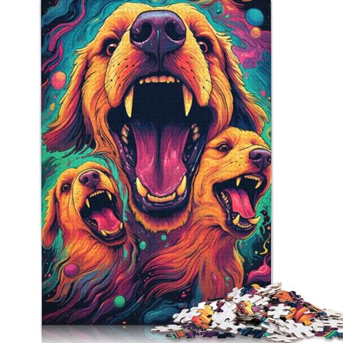 Puzzle 1000 Teile für Erwachsene und Kinder von Angry Golden Retriever. Puzzle für Erwachsene. Holzpuzzle. Tolles Geschenk für Erwachsene und Kinder. 75 x 50 cm von LiJianXXL