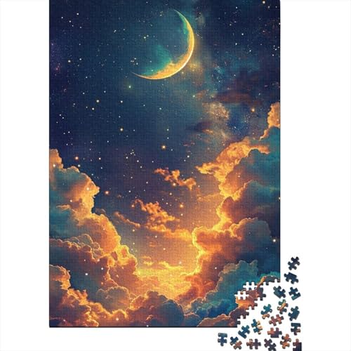 Puzzle 1000 Teile für Erwachsene und Kinder von Fantasy Moon and Clouds. Puzzle für Erwachsene, Holzpuzzle, tolle Geschenke zu Weihnachten (Größe 75 x 50 cm) von LiJianXXL