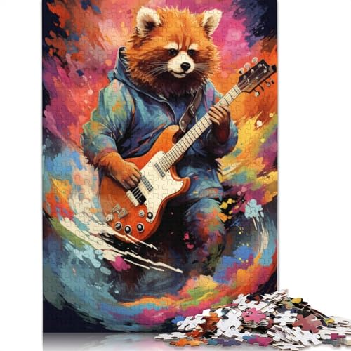 Puzzle 1000 Teile für Erwachsene und Kinder von Red Panda Playing Guitar. Puzzle für Erwachsene, Kartonpuzzle, tolles Geschenk für Erwachsene und Kinder, 38 x 26 cm von LiJianXXL