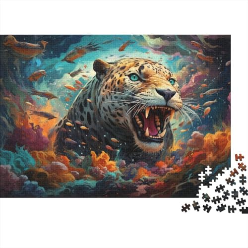 Puzzle Bunter Psychedelischer Gepard 1000-teiliges Puzzle für Erwachsene Holzpuzzle für Erwachsene und Kinder ab 12 Jahren Spielzeug Denkspiel 50x75cm von LiJianXXL