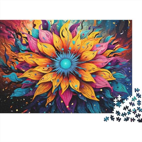 Puzzle Bunter Sternenhimmel Sonnenblumen 1000 Teile Puzzle Spielzeug Holzpuzzle Geeignet für Kinder ab 12 Jahren Tolles Geschenk für Erwachsene 50x75cm von LiJianXXL