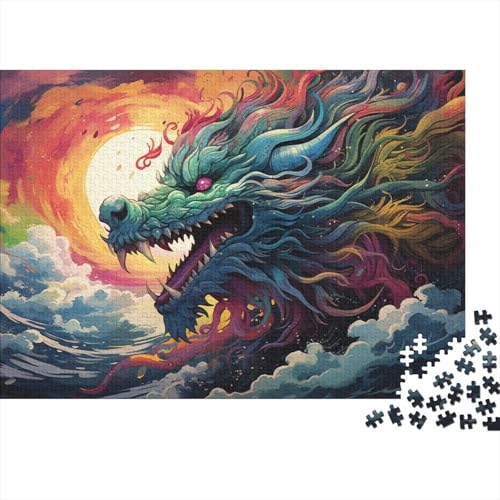 Puzzle Chinesischer Drache galoppiert im Meer, 1000-teiliges Puzzle für Erwachsene, Holzpuzzle für Erwachsene und Kinder ab 12 Jahren, Spielzeug, Denkspiel, 50 x 75 cm von LiJianXXL