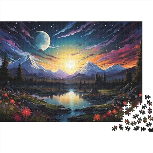 Puzzle Fantasie-Berglandschaft, 1000 Teile, Puzzle für Erwachsene, Holzpuzzle für Erwachsene und Kinder ab 12 Jahren, Spielzeug, Denkspiel, 50 x 75 cm von LiJianXXL