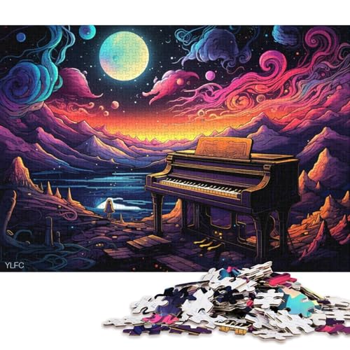 Puzzle-Geschenke für Erwachsene, Klavier im Weltraum, Puzzles für Erwachsene, 1000 Holzpuzzles für Jugendliche und Erwachsene, tolles Geschenk für Erwachsene 75x50cm/1000 Teile von LiJianXXL