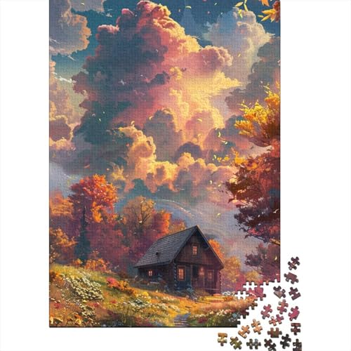 Puzzle Goldener Herbst 1000-teiliges Puzzlespiel Holzpuzzle Teenager und Kinder Tolles Geschenk für Erwachsene (Größe 75 x 50 cm) von LiJianXXL