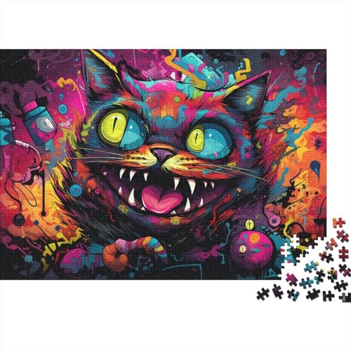 Puzzle Psychedelic Color Cat, 1000-teiliges Puzzle für Erwachsene, Holzpuzzle für Erwachsene und Kinder ab 12 Jahren, Spielzeug, Denkspiel, 50 x 75 cm von LiJianXXL