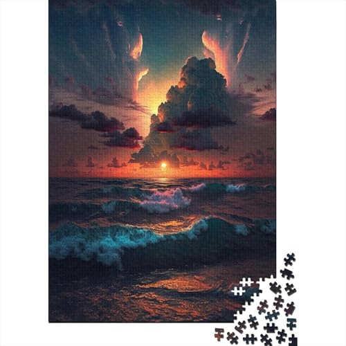 Puzzle Schöner Sonnenuntergang, Puzzle für Erwachsene, 1000 Teile, Holzpuzzle, geeignet für Erwachsene und Kinder über 12 Jahre, Puzzle für Erwachsene, Geschenke (Größe 75 x 50 cm) von LiJianXXL