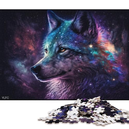 Puzzle für Erwachsene, 1000 Puzzle-Spielzeug, Cosmic Galaxy Wolf-Puzzle für Erwachsene, Holzpuzzle, anspruchsvoll, Aber unterhaltsam und humorvoll (Größe 75 * 50 cm) von LiJianXXL