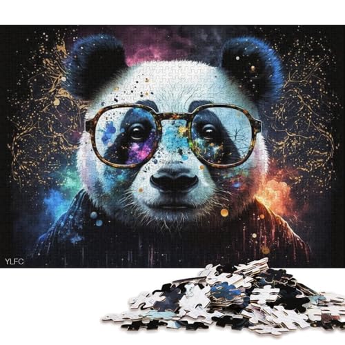 Puzzle für Erwachsene, 1000 Puzzle-Spielzeug, bunter Panda mit Brille, Puzzle für Erwachsene, Holzpuzzle, anspruchsvoll, Aber lustig und humorvoll (Größe 75 * 50 cm) von LiJianXXL