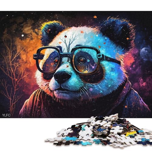 Puzzle für Erwachsene, 1000 Puzzle-Spielzeug, bunter Panda mit Brille, Puzzle für Erwachsene, Holzpuzzle, anspruchsvoll, Aber lustig und humorvoll (Größe 75 * 50 cm) von LiJianXXL