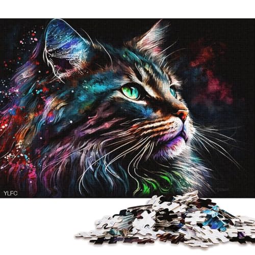 Puzzle für Erwachsene, 1000 Puzzle-Spielzeug, buntes Maine-Coon-Katzen-Puzzle für Erwachsene, Papppuzzle, anspruchsvoll, Aber unterhaltsam und humorvoll (Größe 38 * 26 cm) von LiJianXXL