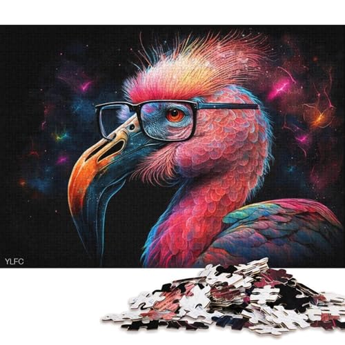 Puzzle für Erwachsene, 1000 Puzzle-Spielzeuge, Flamingo mit Brille, Puzzle für Erwachsene, Holzpuzzle, anspruchsvoll, Aber lustig und humorvoll (Größe 75 * 50 cm) von LiJianXXL