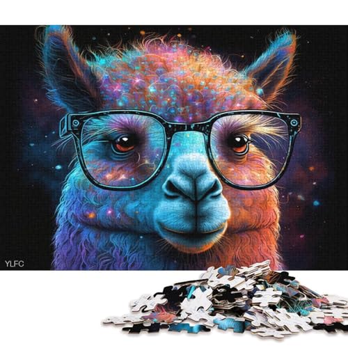 Puzzle für Erwachsene, 1000 Puzzle-Spielzeuge, Galaxie-Alpaka mit Brille, Puzzle für Erwachsene, Papppuzzle, anspruchsvoll, Aber unterhaltsam und humorvoll (Größe 38 * 26 cm) von LiJianXXL