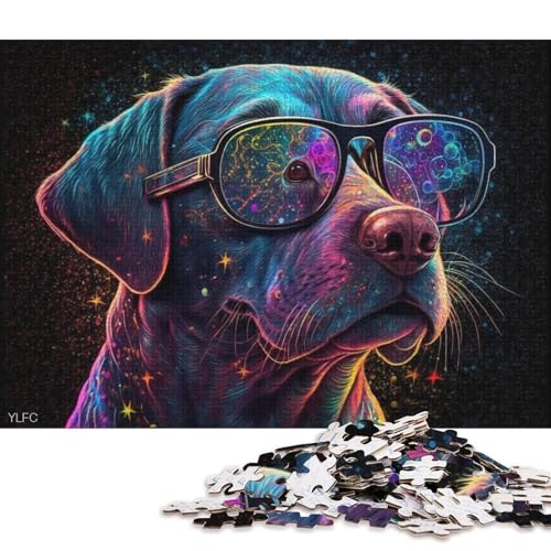 Puzzle für Erwachsene, 1000 Puzzle-Spielzeuge, Labrador mit Brille, Puzzle für Erwachsene, Holzpuzzle, anspruchsvoll, Aber lustig und humorvoll (Größe 75 * 50 cm) von LiJianXXL