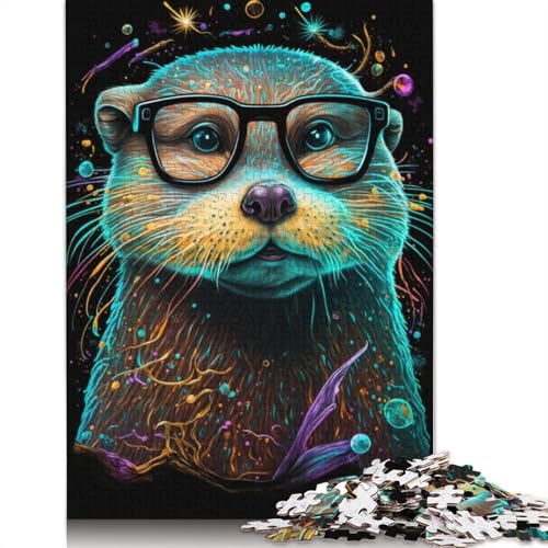 Puzzle für Erwachsene, 1000 Puzzle-Spielzeuge, Otter trägt eine Brille, Puzzle für Erwachsene, Holzpuzzle, anspruchsvoll, Aber lustig und humorvoll (Größe 75 * 50 cm) von LiJianXXL