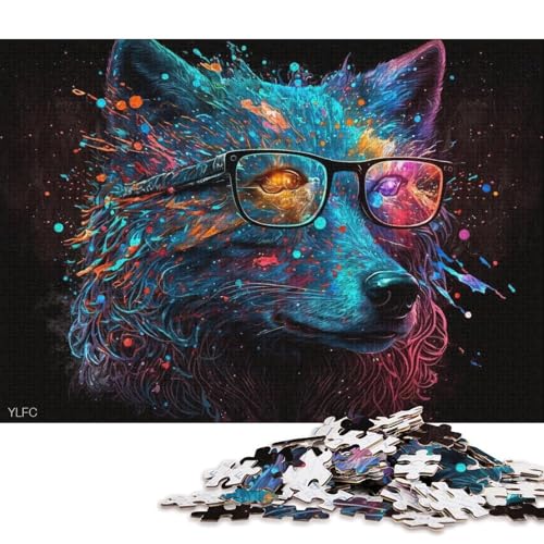 Puzzle für Erwachsene, 1000 Puzzle-Spielzeuge, Wolf mit Brille, Puzzle für Erwachsene, Papppuzzle, anspruchsvoll, Aber unterhaltsam und humorvoll (Größe 38 * 26 cm) von LiJianXXL