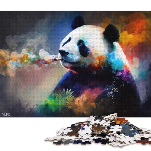 Puzzle für Erwachsene, 1000 Puzzles, Panda-Rauchen, Puzzle, Holzpuzzle, tolles Geschenk für Erwachsene 75x50cm/1000 Teile von LiJianXXL