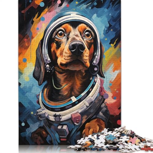 Puzzle für Erwachsene, 1000 Teile, Astronauten-Baby-Dackel-Puzzle für Erwachsene, Holzpuzzle, anspruchsvolles Spielpuzzle, 75 x 50 cm von LiJianXXL