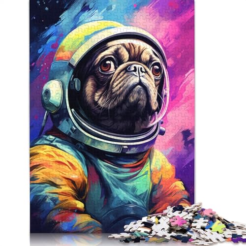 Puzzle für Erwachsene, 1000 Teile, Astronauten-Mops, Puzzle für Erwachsene und Kinder, Karton-Puzzle, Heimdekoration, Puzzle-Spielzeug, 38 x 26 cm von LiJianXXL