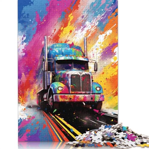 Puzzle für Erwachsene, 1000 Teile, Bunte Lastwagen, Puzzle, Geschenk, Kartonpuzzle, Lernspiel, Herausforderungsspielzeug, 38 x 26 cm von LiJianXXL