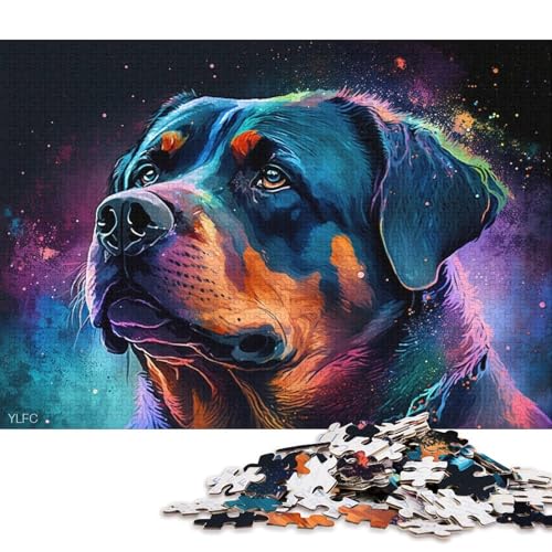 Puzzle für Erwachsene, 1000 Teile, Bunte Rottweiler-Puzzles für Erwachsene, Holzpuzzles, tolle Geschenke zu Weihnachten (Größe 75 * 50 cm) von LiJianXXL